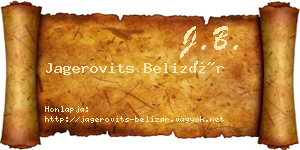 Jagerovits Belizár névjegykártya
